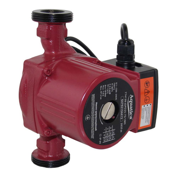 Насос циркуляційний Aquatica 130Вт Hmax 7м Qmax 87л/хв Ø1 1/2" 180 мм + гайки Ø1"