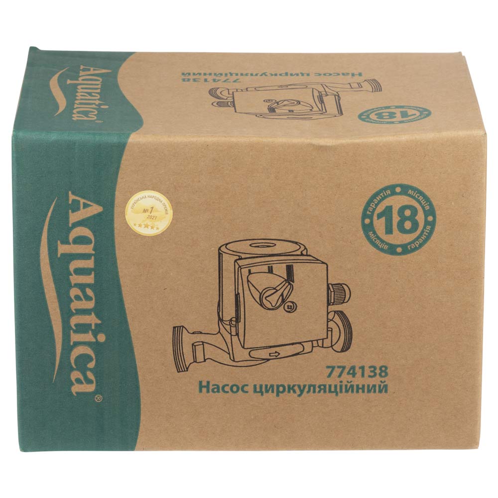 Насос циркуляционный Aquatica 130Вт Hmax 7м Qmax 87л/мин Ø1 1/2" 180 мм + гайки Ø1"