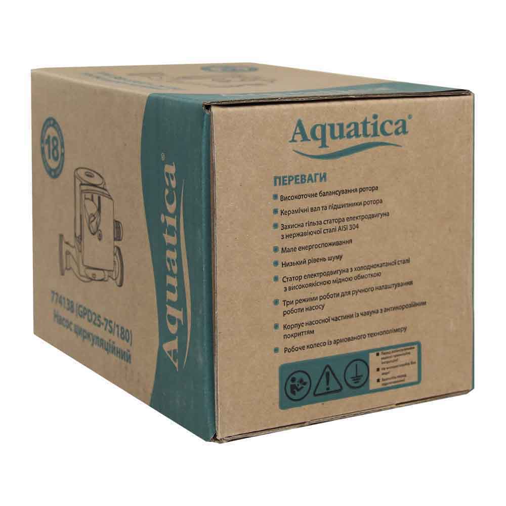 Насос циркуляционный Aquatica 130Вт Hmax 7м Qmax 87л/мин Ø1 1/2" 180 мм + гайки Ø1"