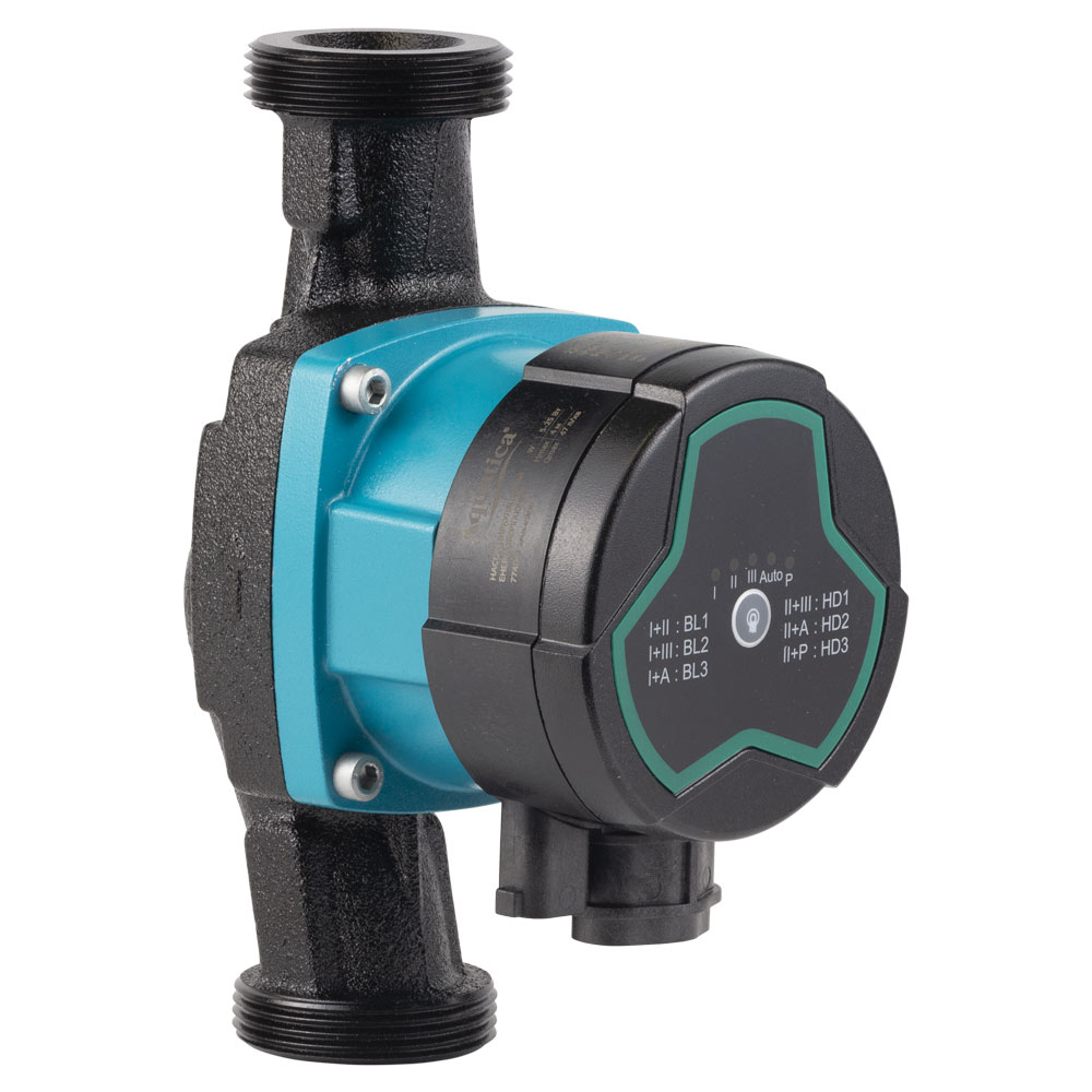 Насос циркуляційний Aquatica енергозберігаючий 5-25Вт Hmax 4м Qmax 47л/хв Ø1 1/2" 130 мм + гайки Ø1" GPA25-4/130 III