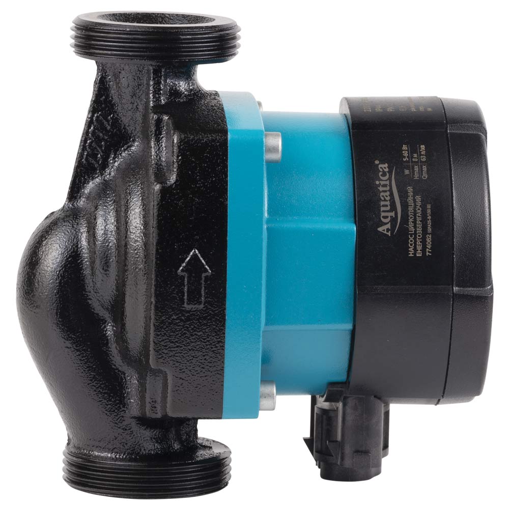 Насос циркуляційний Aquatica енергозберігаючий 5-60Вт Hmax 8м Qmax 63л/хв Ø1 1/2" 130 мм + гайки Ø1" GPA25-8/130 III