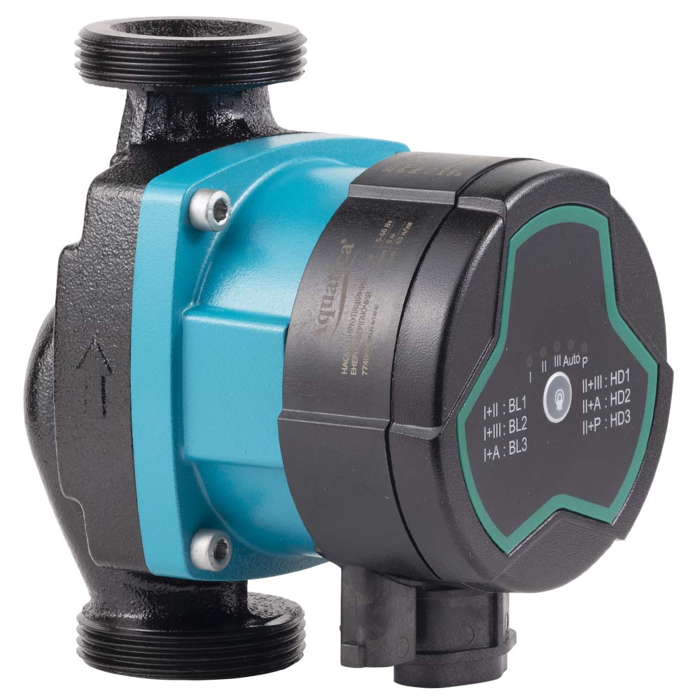 Насос циркуляційний Aquatica енергозберігаючий 5-60Вт Hmax 8м Qmax 63л/хв Ø1 1/2" 130 мм + гайки Ø1" GPA25-8/130 III