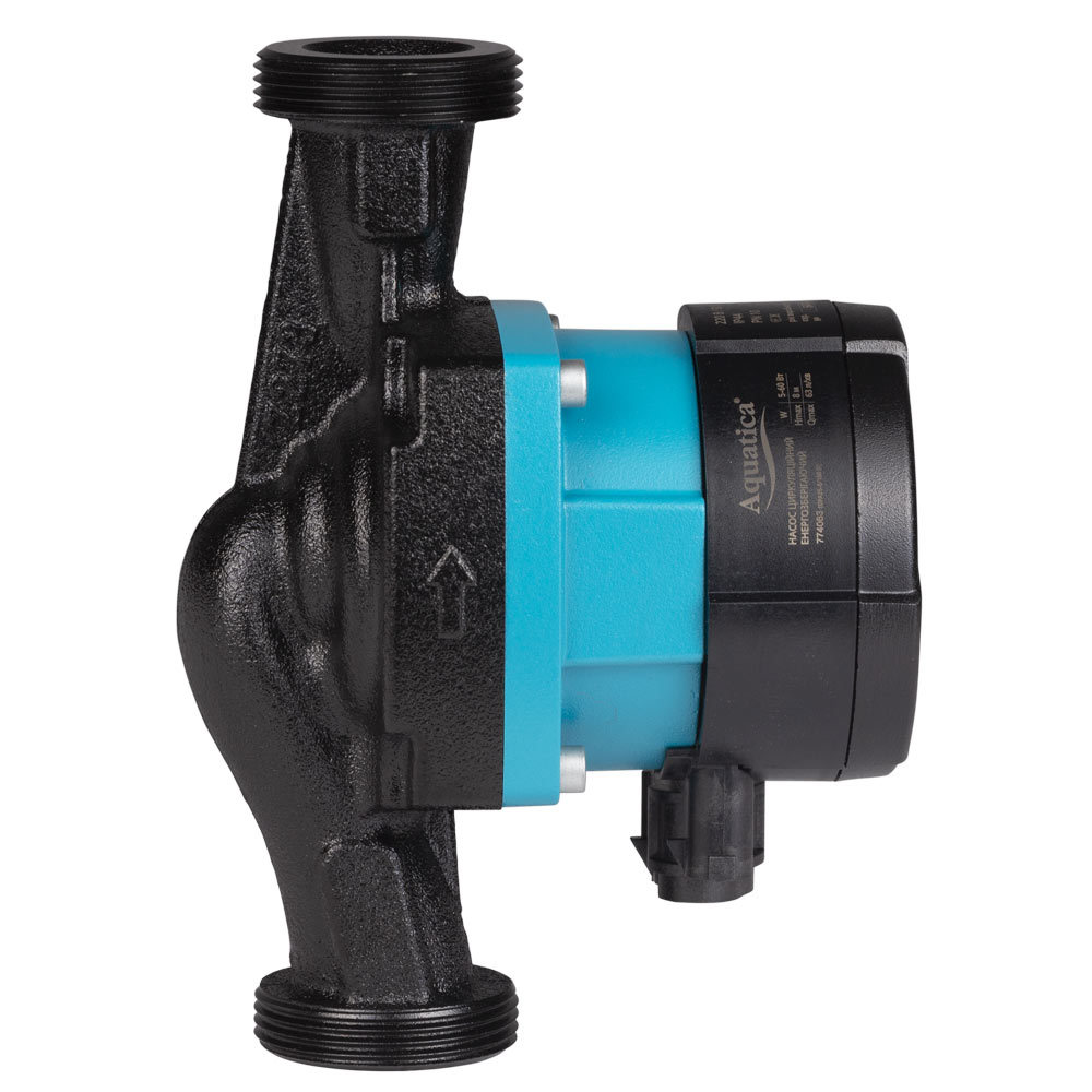 Насос циркуляційний Aquatica енергозберігаючий 5-60Вт Hmax 8м Qmax 63л/хв Ø1 1/2" 180 мм + гайки Ø1" GPA25-8/180 III
