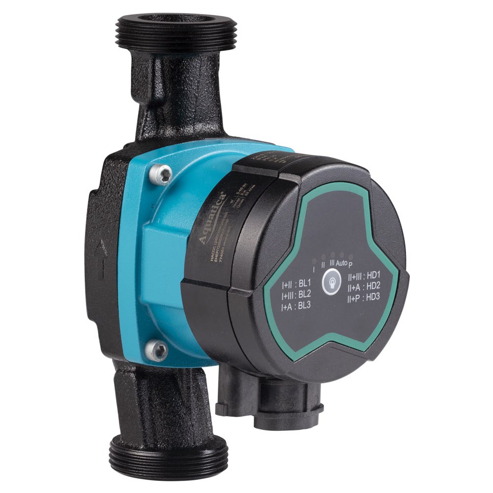 Насос циркуляційний Aquatica енергозберігаючий 5-60Вт Hmax 8м Qmax 63л/хв Ø1 1/2" 180 мм + гайки Ø1" GPA25-8/180 III