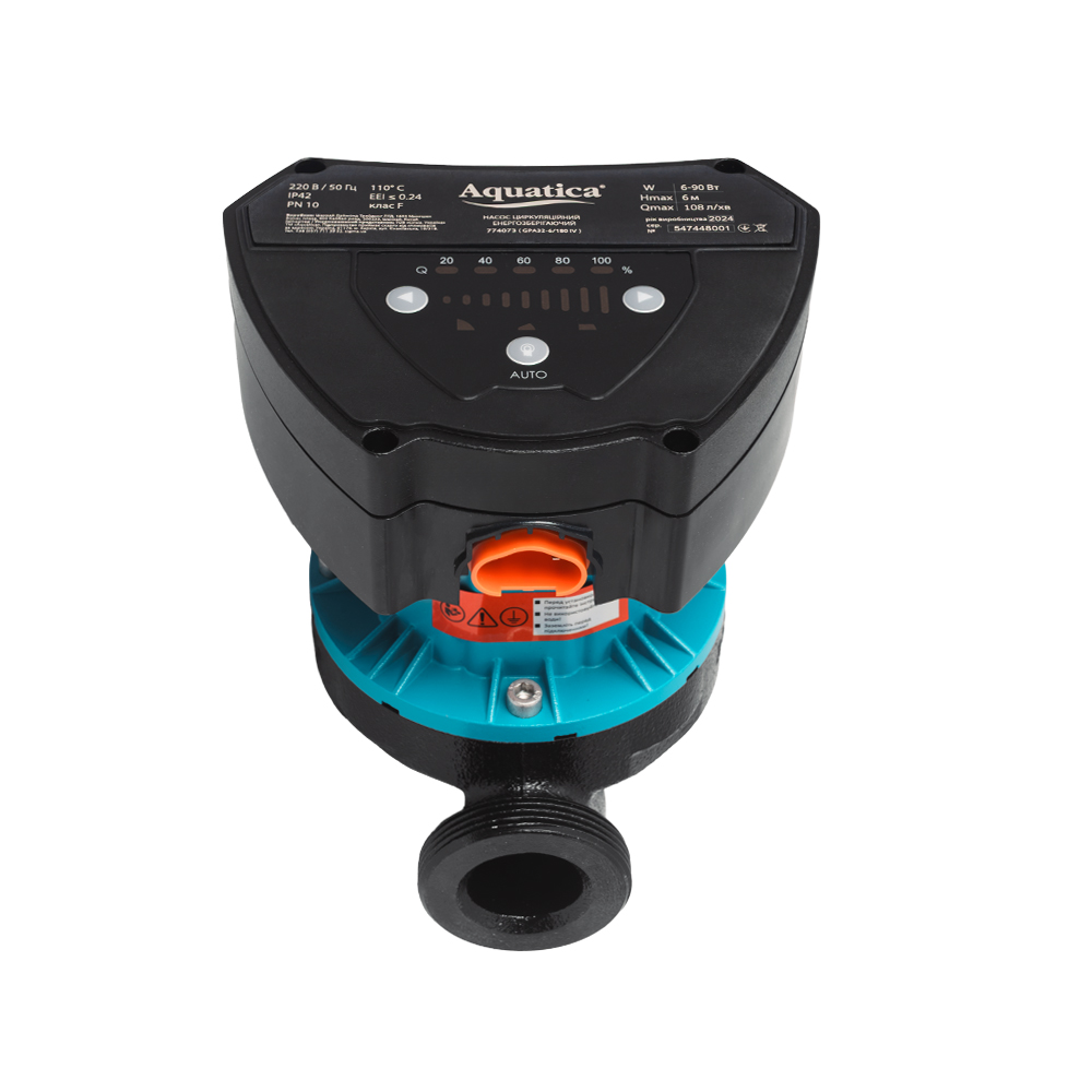 Насос циркуляційний Aquatica енергозберігаючий 6-90Вт Hmax 6м Qmax 108л/хв Ø2" 180 мм + гайки Ø1 1/4" GPA32-6/180 IV