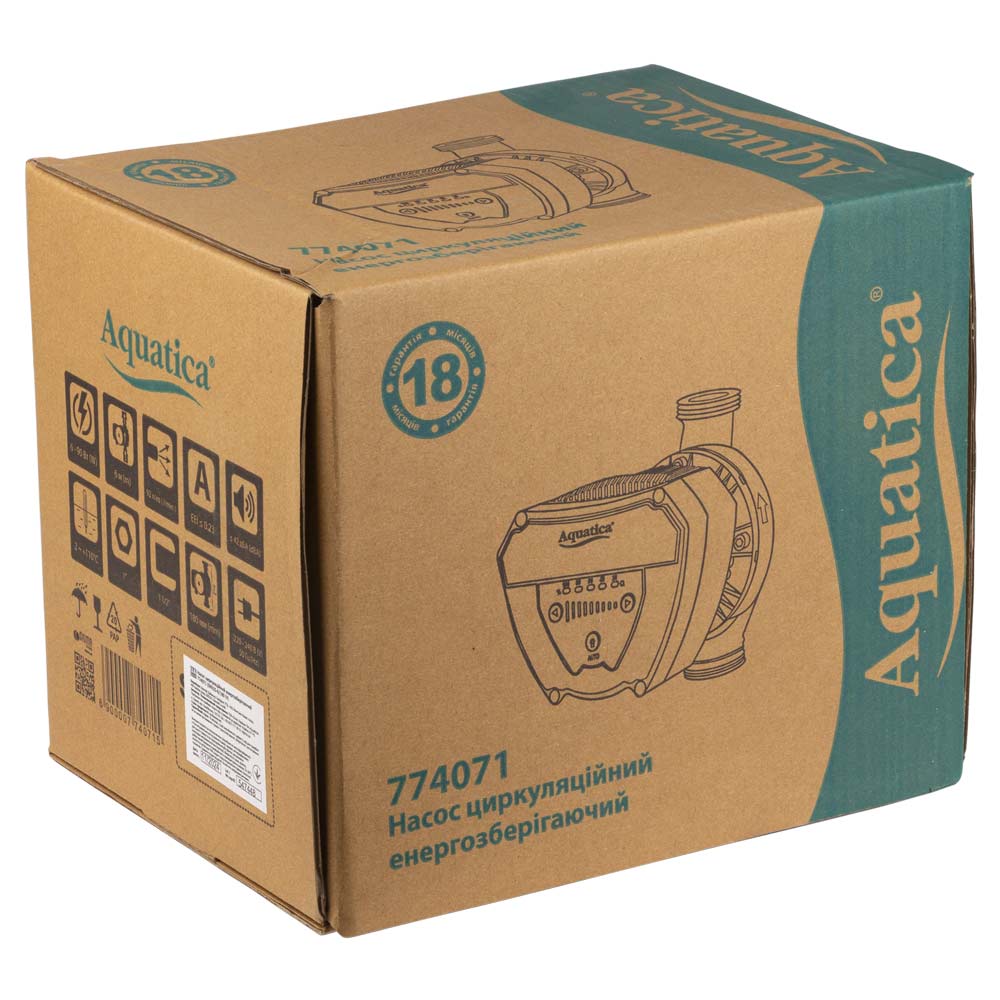 Насос циркуляційний Aquatica енергозберігаючий 6-90Вт Hmax 6м Qmax 92л/хв Ø1 1/2" 180 мм + гайки Ø1" GPA25-6/180 IV
