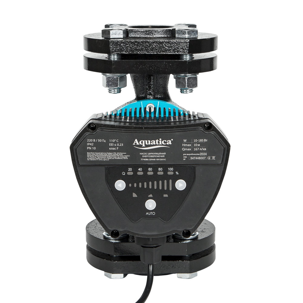 Насос циркуляційний Aquatica енергозберігаючий фланц 10-185Вт Hmax 10м Qmax 167л/хв DN40 220 мм + відповідний фланець GPA40-10F/220 IV