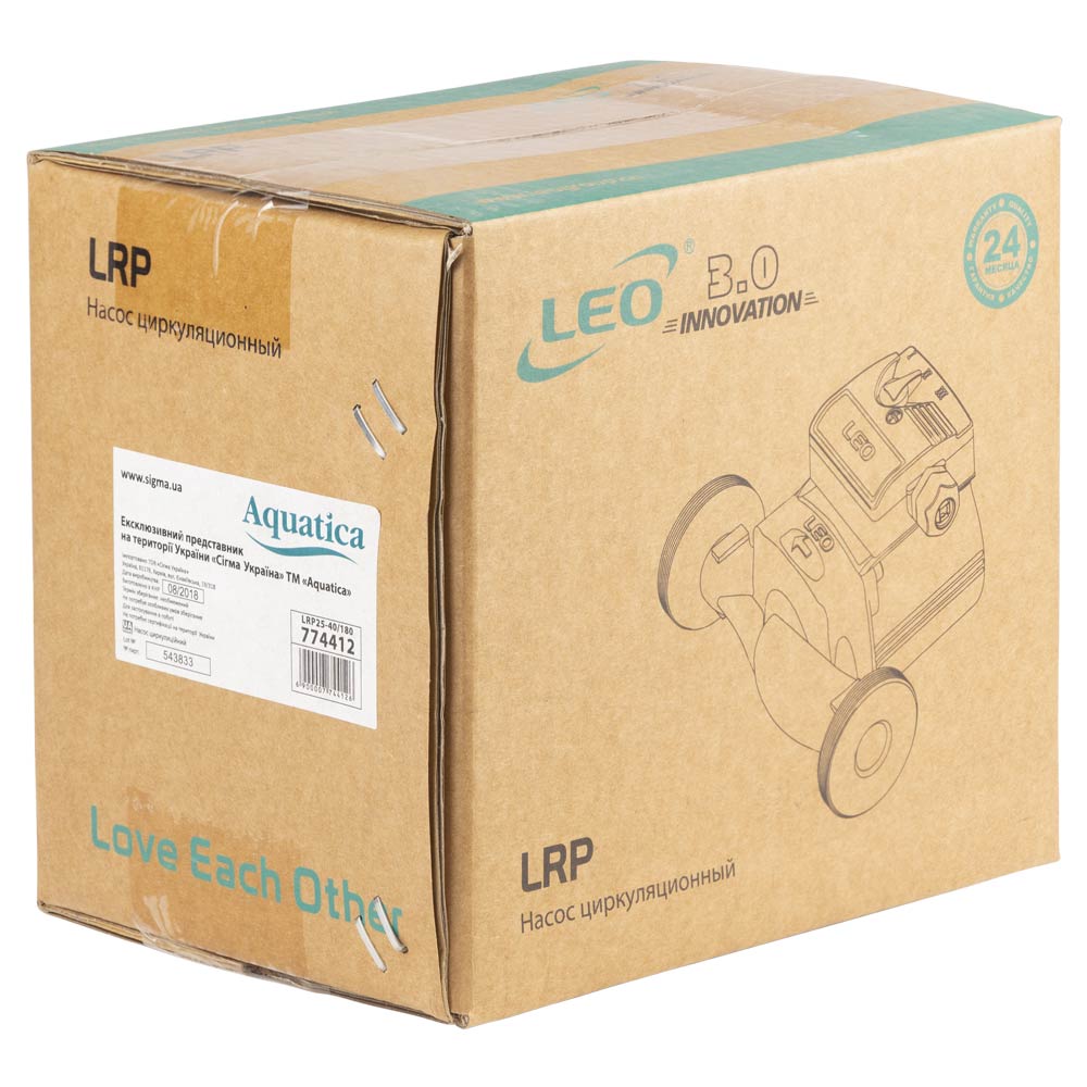 Насос циркуляционный Leo 74Вт Hmax 4м Qmax 55л/мин Ø1 1/2" 180 мм + гайки Ø1" 3.0 LRP25-40/180