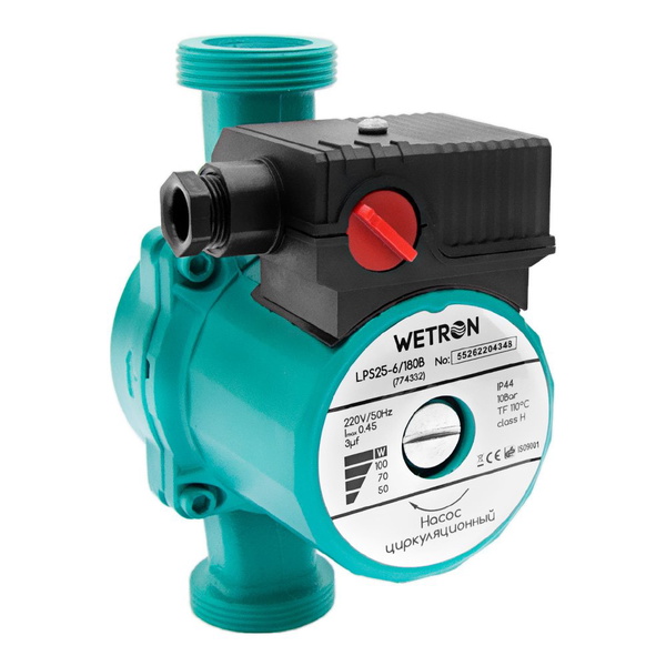 Насос циркуляційний Wetron 100Вт Hmax 6м Qmax 50л/хв Ø1 1/2" 180 мм Ø1" LР325–4/180С