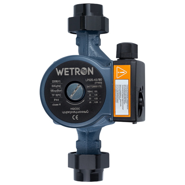 Насос циркуляційний Wetron 65Вт Hmax 4м Qmax 63л/хв Ø1 1/2" 180 мм + гайки Ø1"