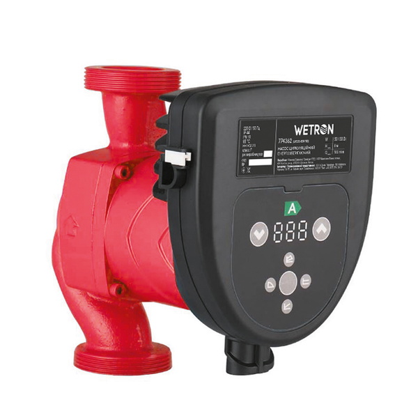 Насос циркуляційний Wetron енергозберігаючий 50-130Вт Hmax 8м Qmax 130л/хв Ø2" 180 мм + гайки Ø1 1/4"