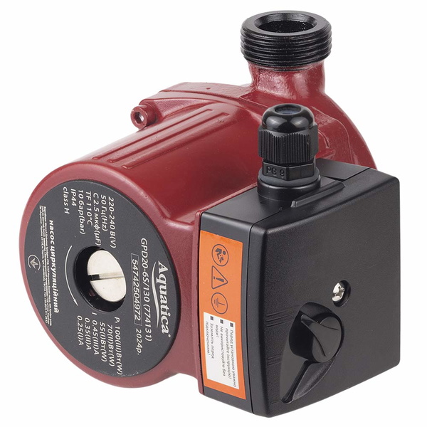 Насос циркуляційний Aquatica 100Вт Hmax 6м Qmax 75л/хв Ø1" 130 мм + гайки Ø3/4"