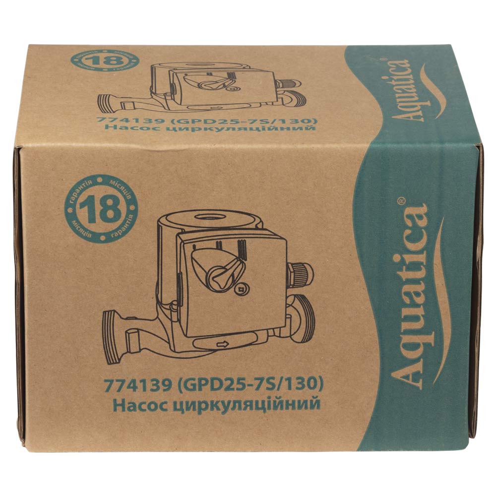 Насос циркуляційний Aquatica 130Вт Hmax 7м Qmax 87л/хв Ø1 1/2" 130 мм + гайки Ø1"