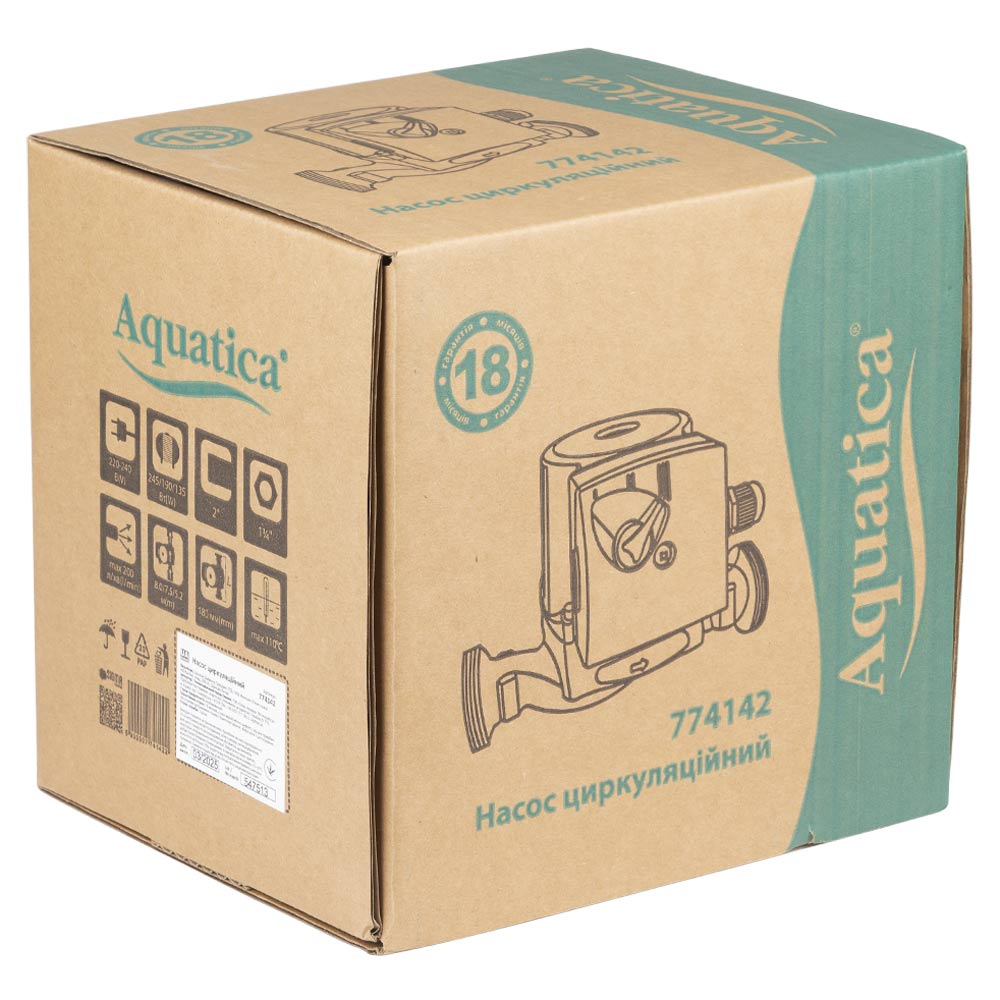 Насос циркуляційний Aquatica 245Вт Hmax 8м Qmax 200л/хв Ø1 1/2" 180 мм + гайки Ø1"