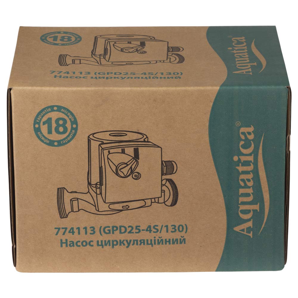 Насос циркуляционный Aquatica 65Вт Hmax 4м Qmax 63л/мин Ø1 1/2" 130 мм + гайки Ø1"