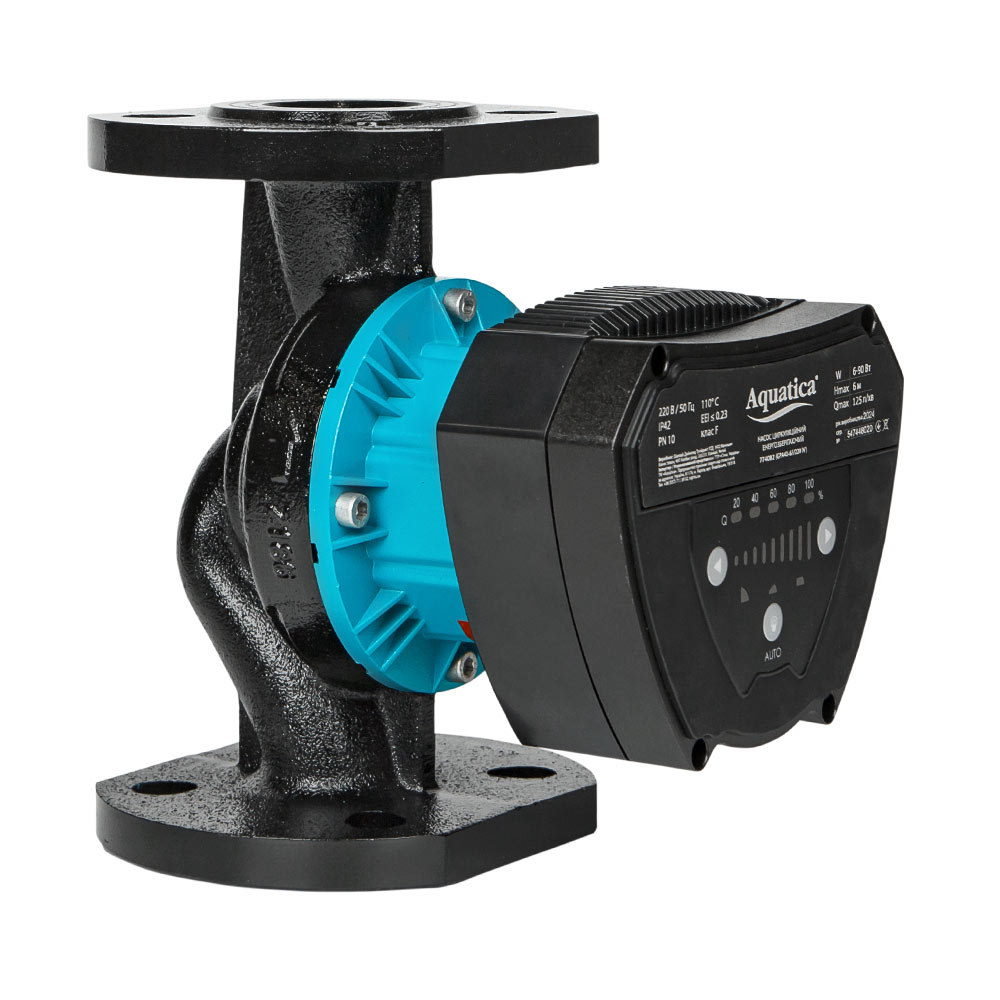 Насос циркуляционный Aquatica энергосберегающий фланцевый 6-90Вт Hmax 6м Qmax 125л/мин DN40 220 мм + ответный фланец GPA40-6F/220 IV