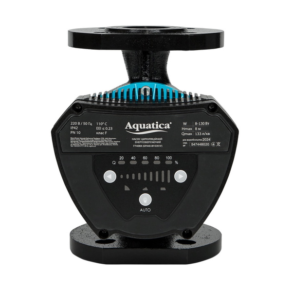 Насос циркуляційний Aquatica енергозберігаючий фланц 8-130Вт Hmax 8м Qmax 133л/хв DN40 220 мм + відповідний фланець GPA40-8F/220 IV