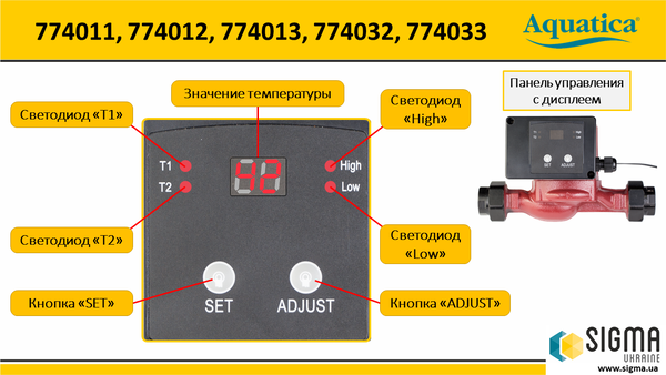 Насос циркуляційний Aquatica з термодатчиком 65Вт Hmax 4м Qmax 63л/хв Ø1 1/2" 180мм + гайки Ø1"