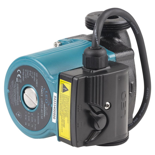 Насос циркуляційний Leo 74Вт Hmax 4м Qmax 52л/хв Ø1 1/2" 130 мм + гайки Ø1" 3.0 LRP25-40/130