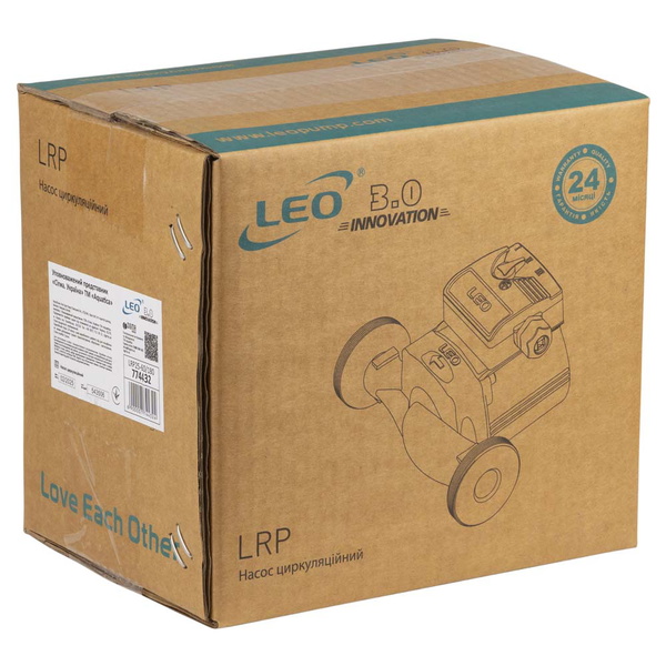 Насос циркуляційний Leo 96Вт Hmax 6м Qmax 66л/хв Ø1 1/2" 180 мм + гайки Ø1" 3.0 LRP25-60/180