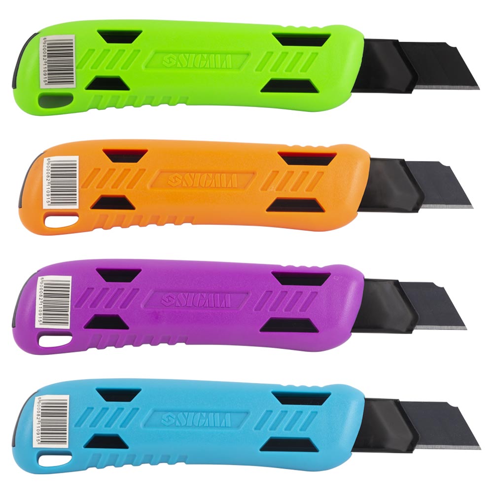 Ніж сегментний Sigma лезо 18 мм корпус ABS автоматичний замок Color (посилений)