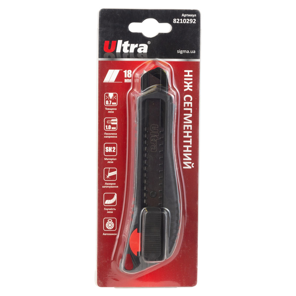 Ніж сегментний Ultro лезо 18 мм корпус ABS/TPR автоматичний замок