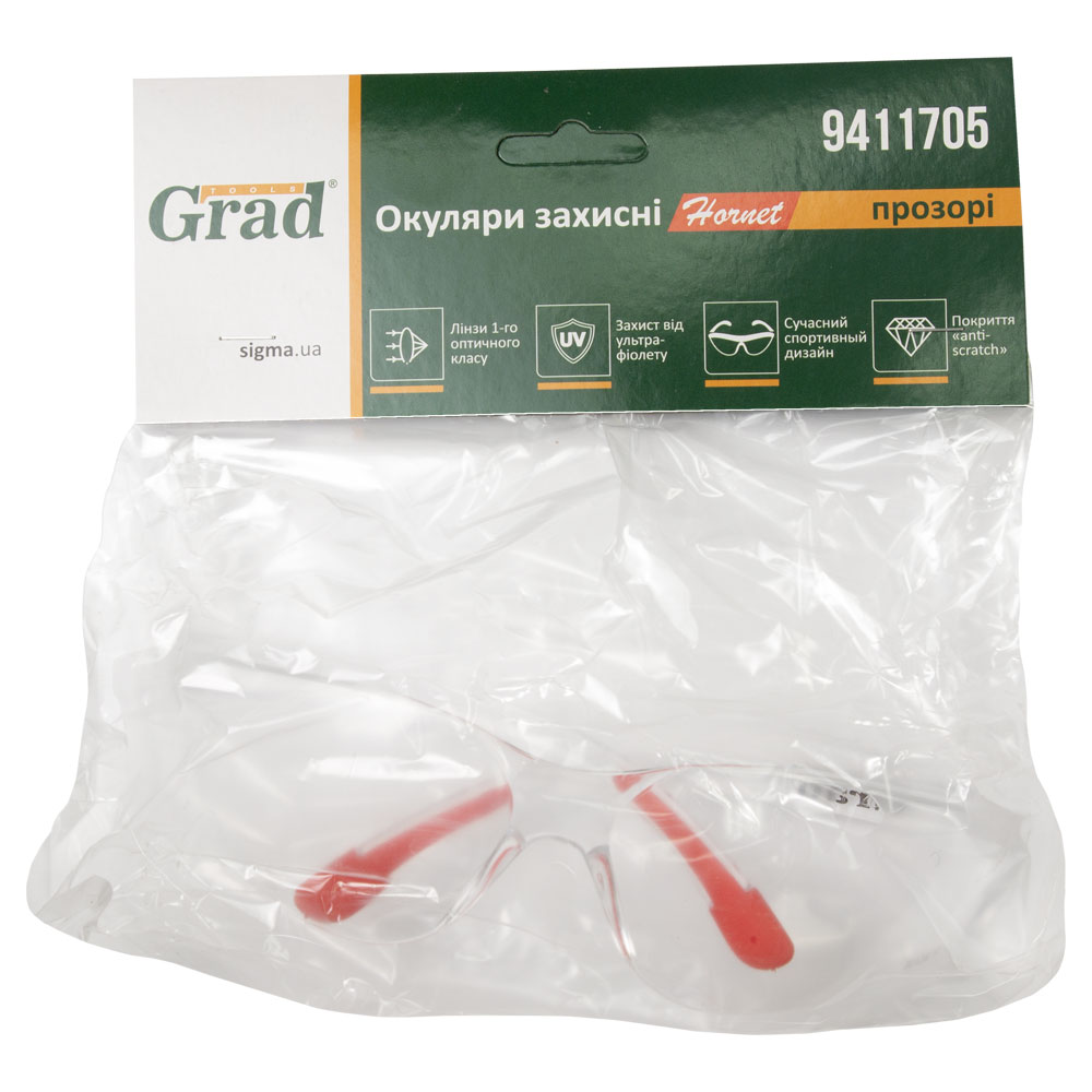 Окуляри захисні Grad Hornet anti-scratch (прозорі)