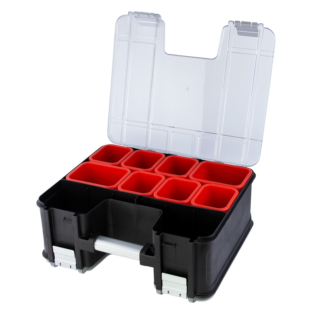 Органайзер Ultra Profi пластиковий металеві замки полікарбонат двосторонній 25 відсіків 8 лотків 390 x 325 x 163 мм