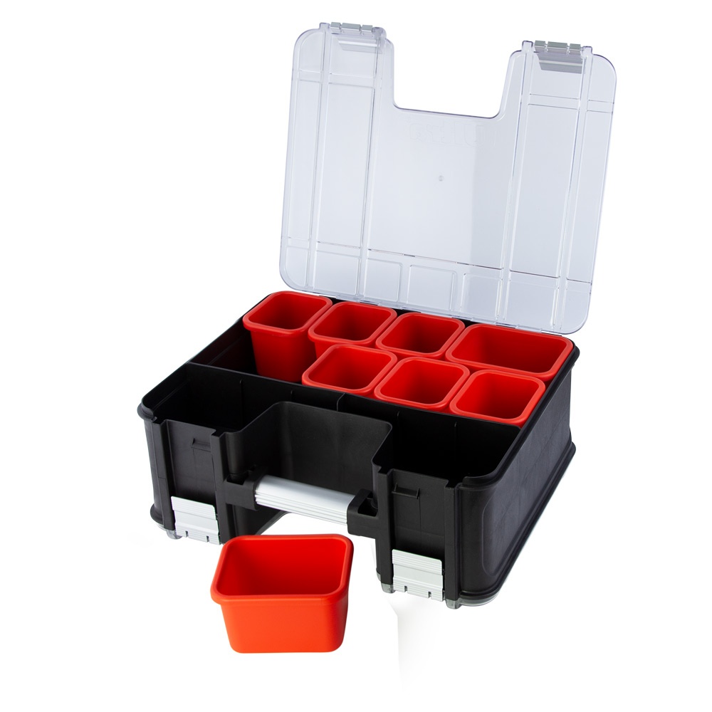 Органайзер Ultra Profi пластиковий металеві замки полікарбонат двосторонній 25 відсіків 8 лотків 390 x 325 x 163 мм