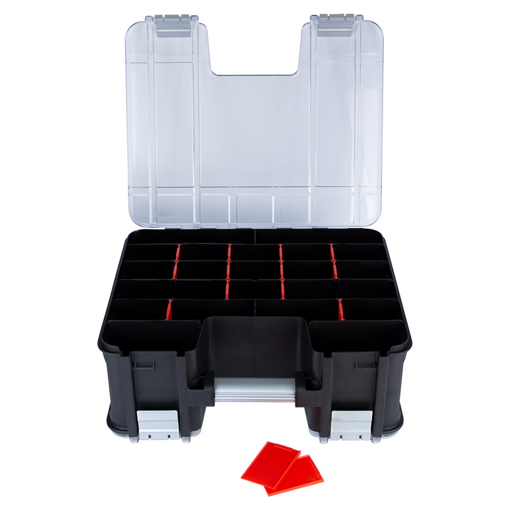 Органайзер Ultra Profi пластиковий металеві замки полікарбонат двосторонній 25 відсіків 8 лотків 390 x 325 x 163 мм