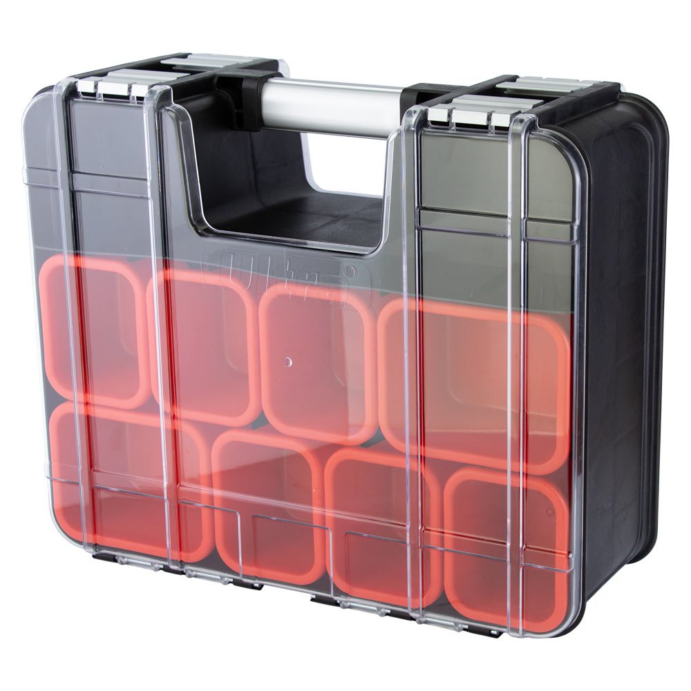 Органайзер Ultra Profi пластиковий металеві замки полікарбонат двосторонній 25 відсіків 8 лотків 390 x 325 x 163 мм