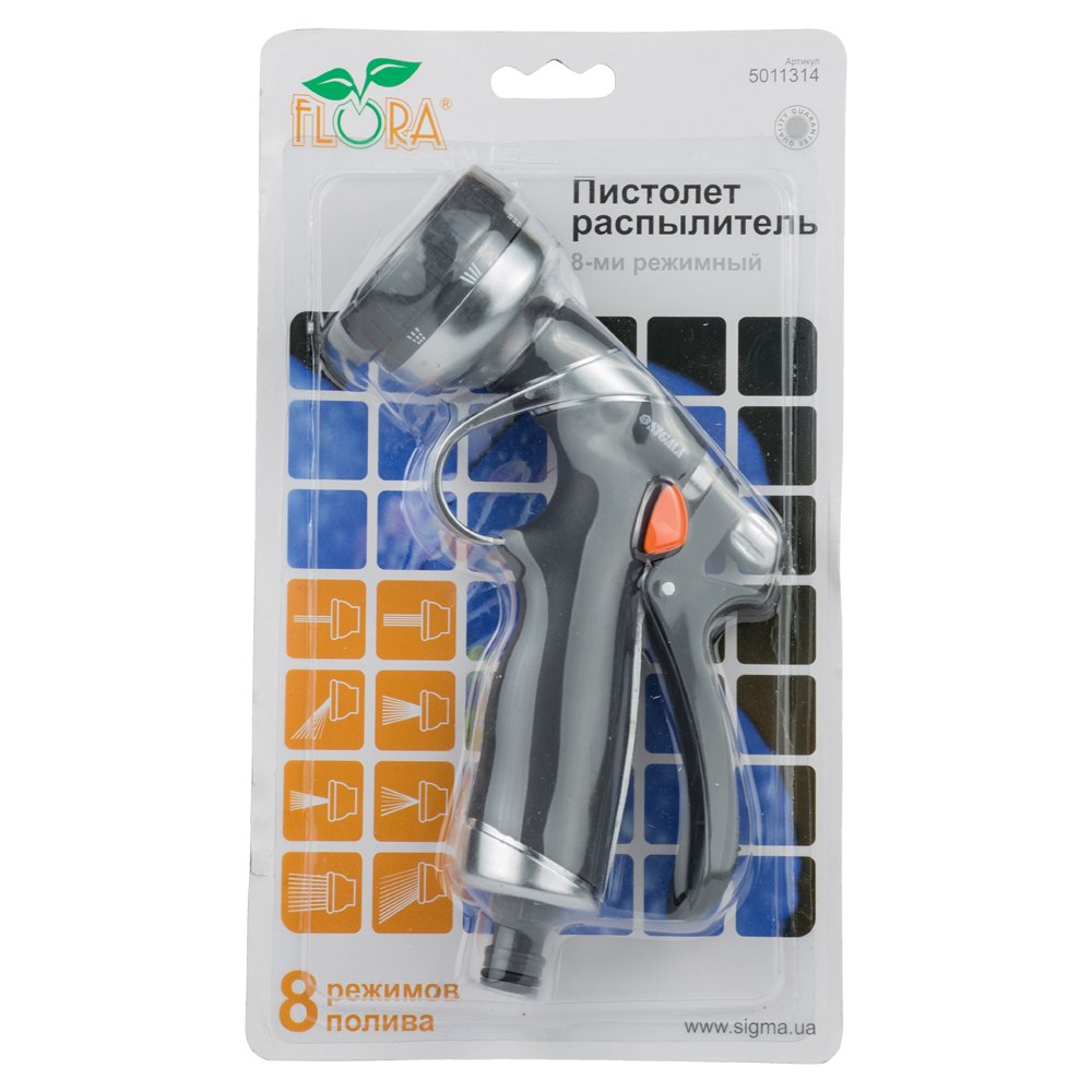 Пістолет-розпилювач Flora 8-ми режимний (AL + TPR)