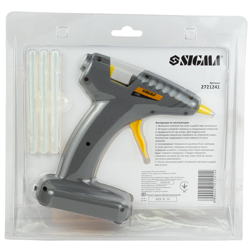Пістолет термоклейовий Sigma автономний Ø8 мм 8 Вт/6В