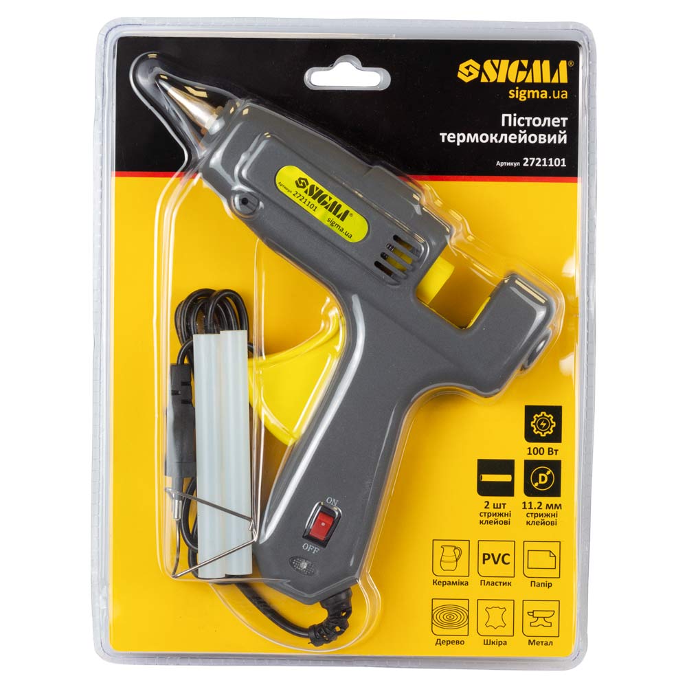 Пістолет термоклейовий Sigma з вимикачем Ø11.2 мм 100(150) Вт