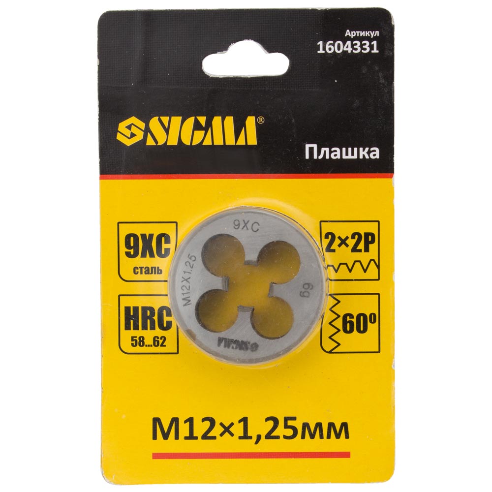 Плашка Sigma М12 x 1.25 мм