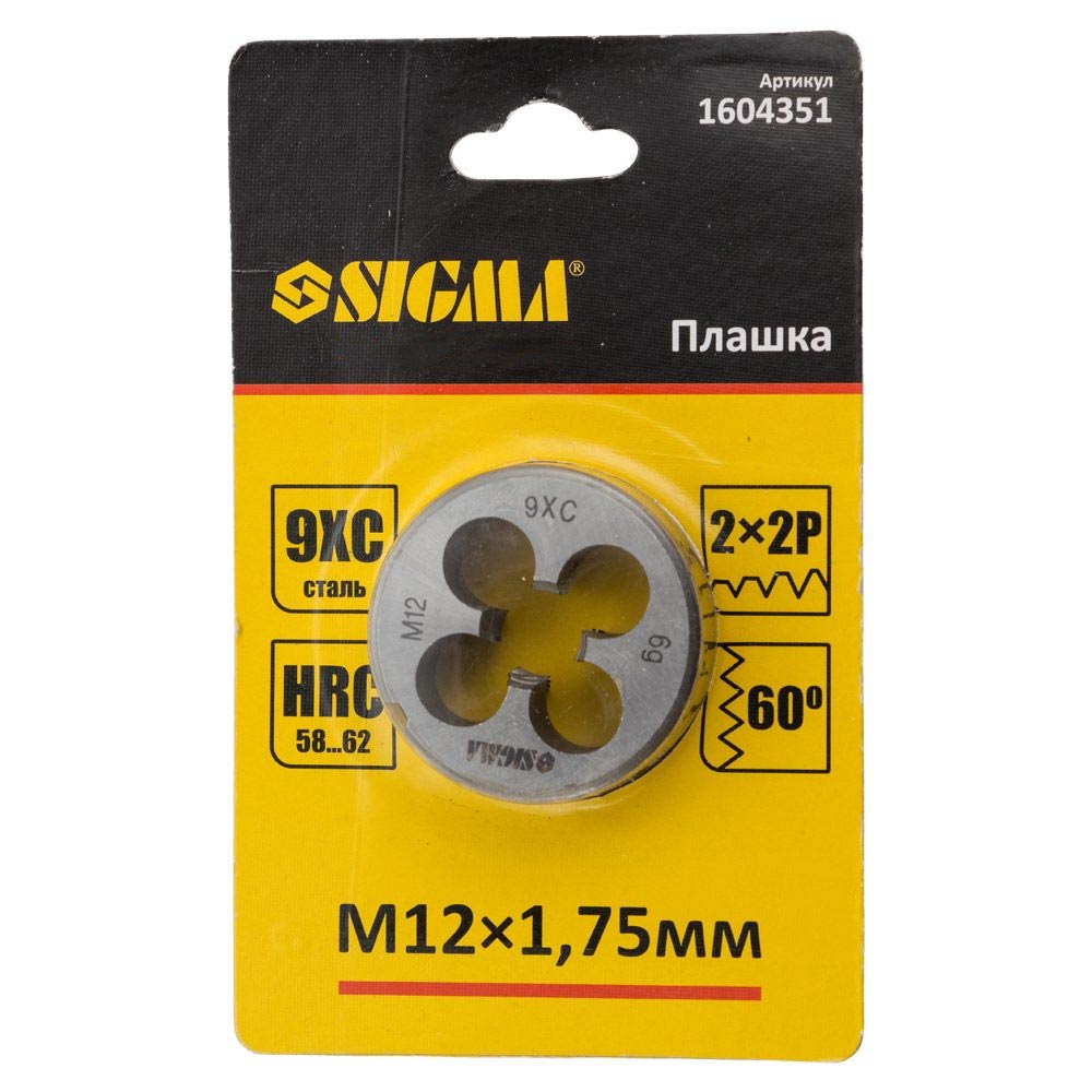 Плашка Sigma М12 x 1.75 мм