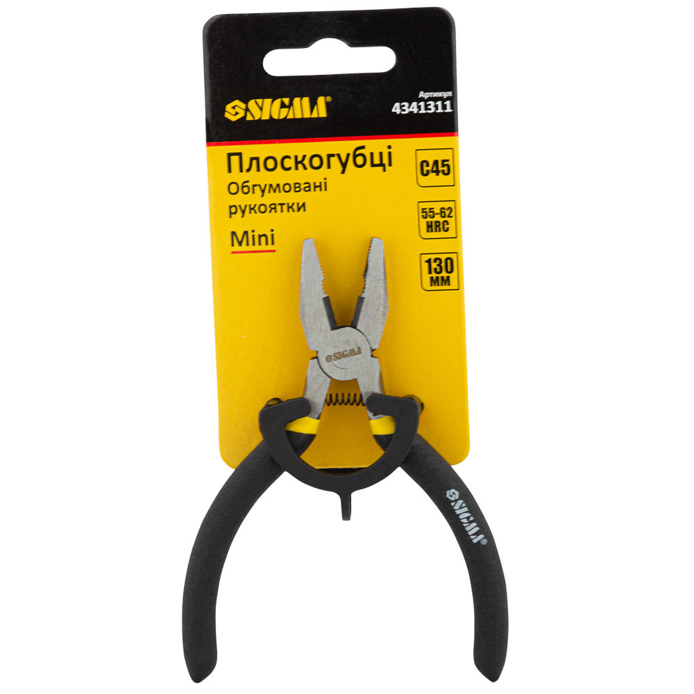 Плоскогубці Sigma Mini обгумовані рукоятки 130 мм