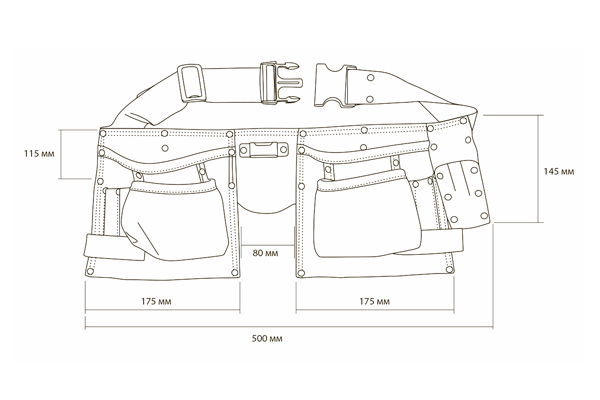 Пояс слюсарний Grad (шкіряний) 11 кишень
