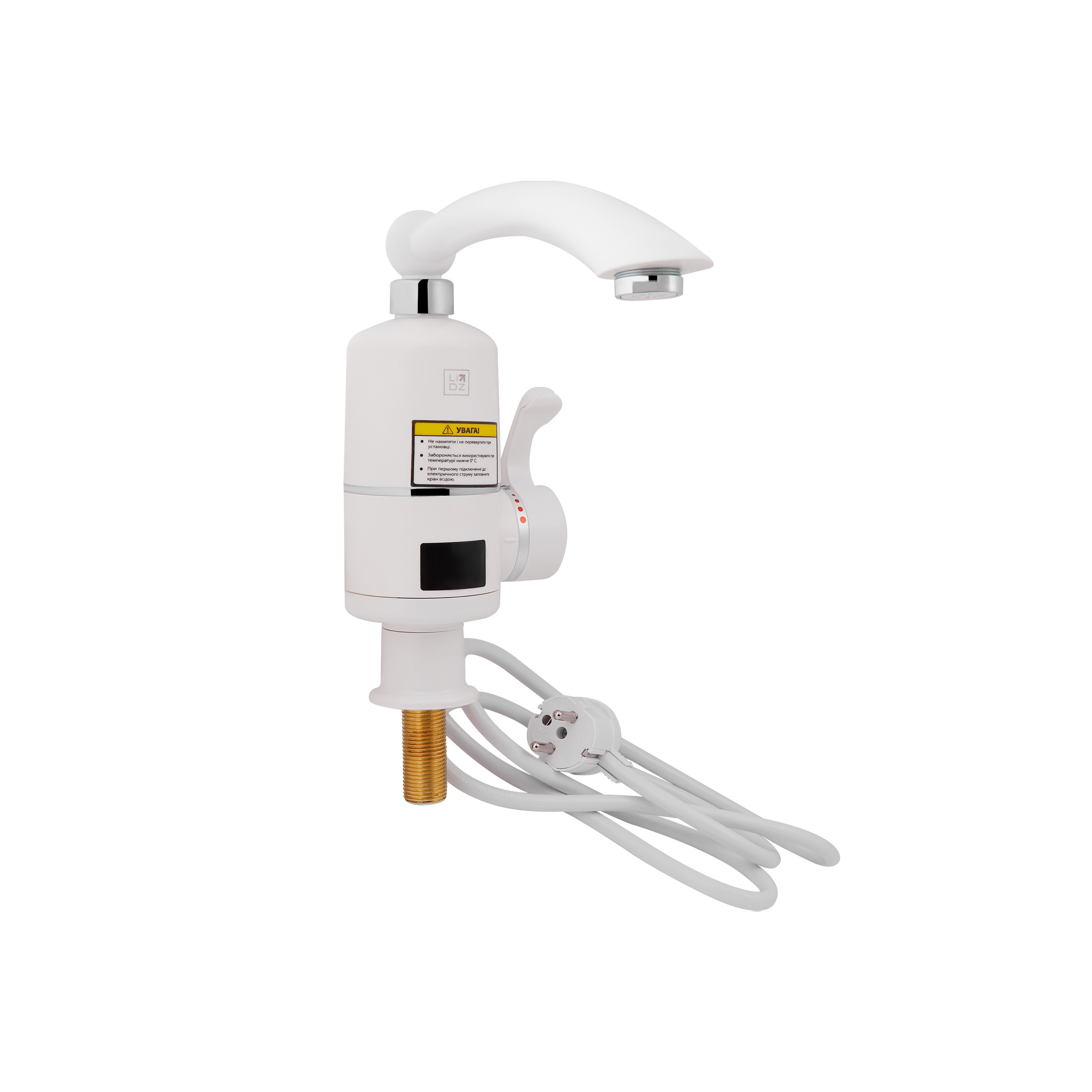 Проточный кран-водонагреватель кухонный для кухни Lidz Warm 057 White / Chrome (LDWAR057WCR24983)