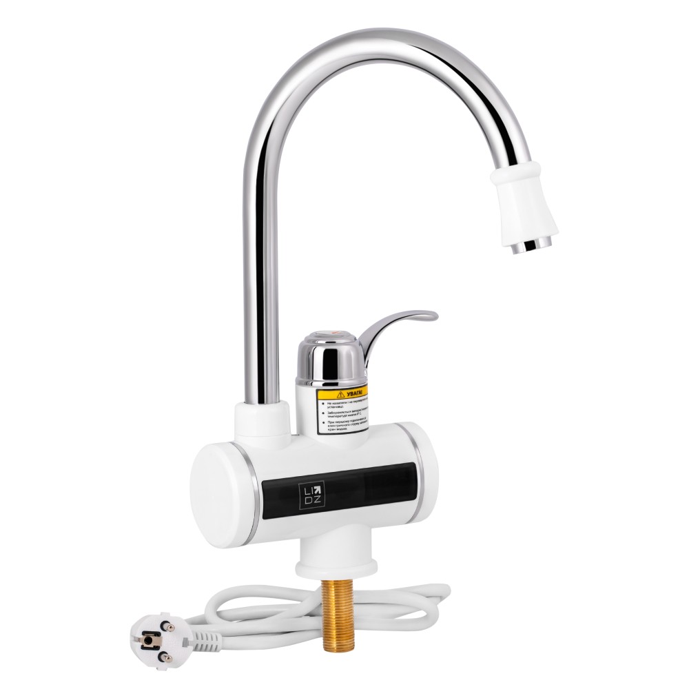 Проточный кран-водонагреватель кухонный для кухни Lidz Warm 058 White / Chrome (LDWAR058WCR24985)
