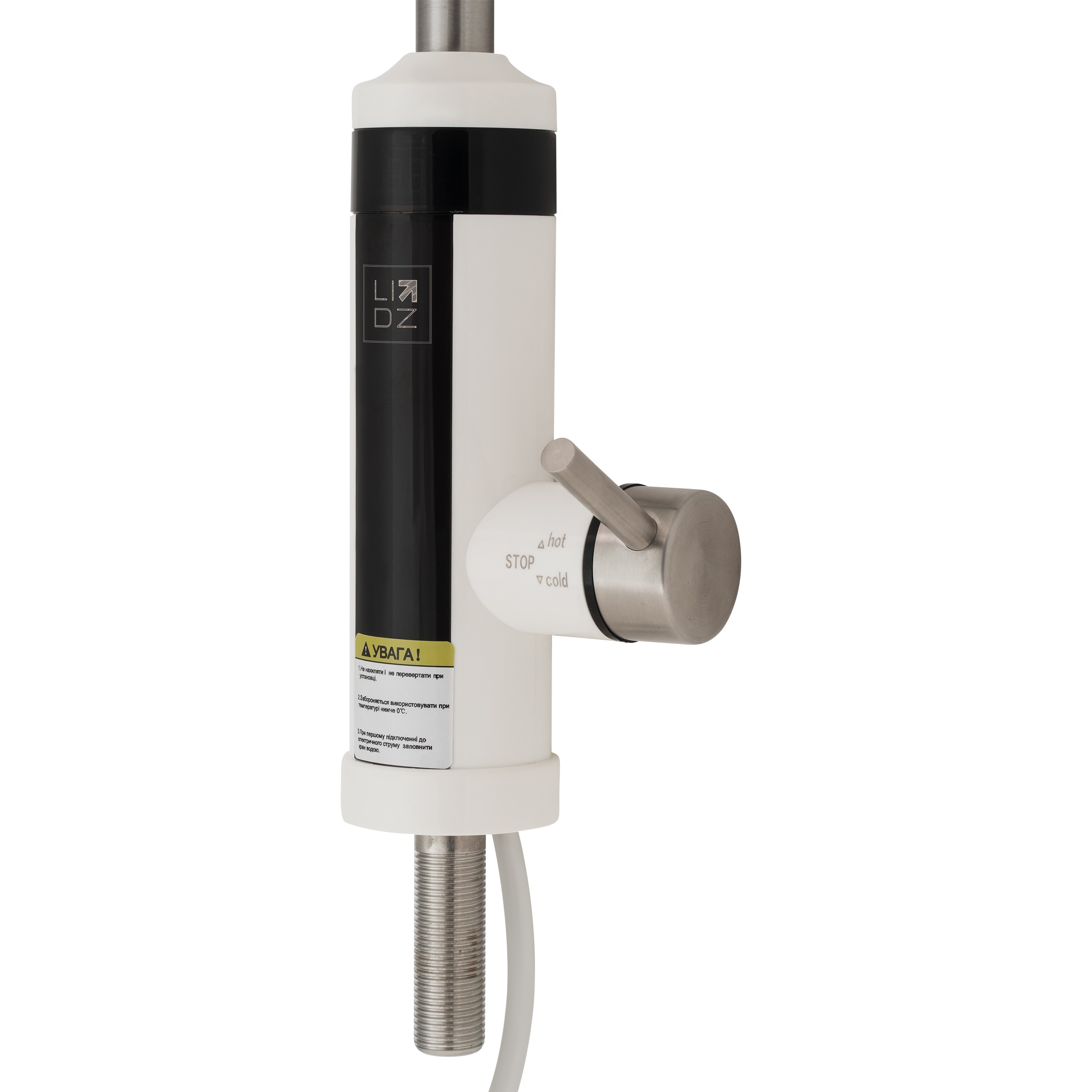 Проточний кран-водонагрівач кухонний для кухні Lidz Warm 059 White / Nickel (LDWAR059WNK35878)