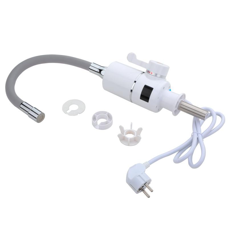 Проточный кран-водонагреватель с гибким изливом для кухни Lidz Warm 065 White/Grey (LDWAR065GRE49096)