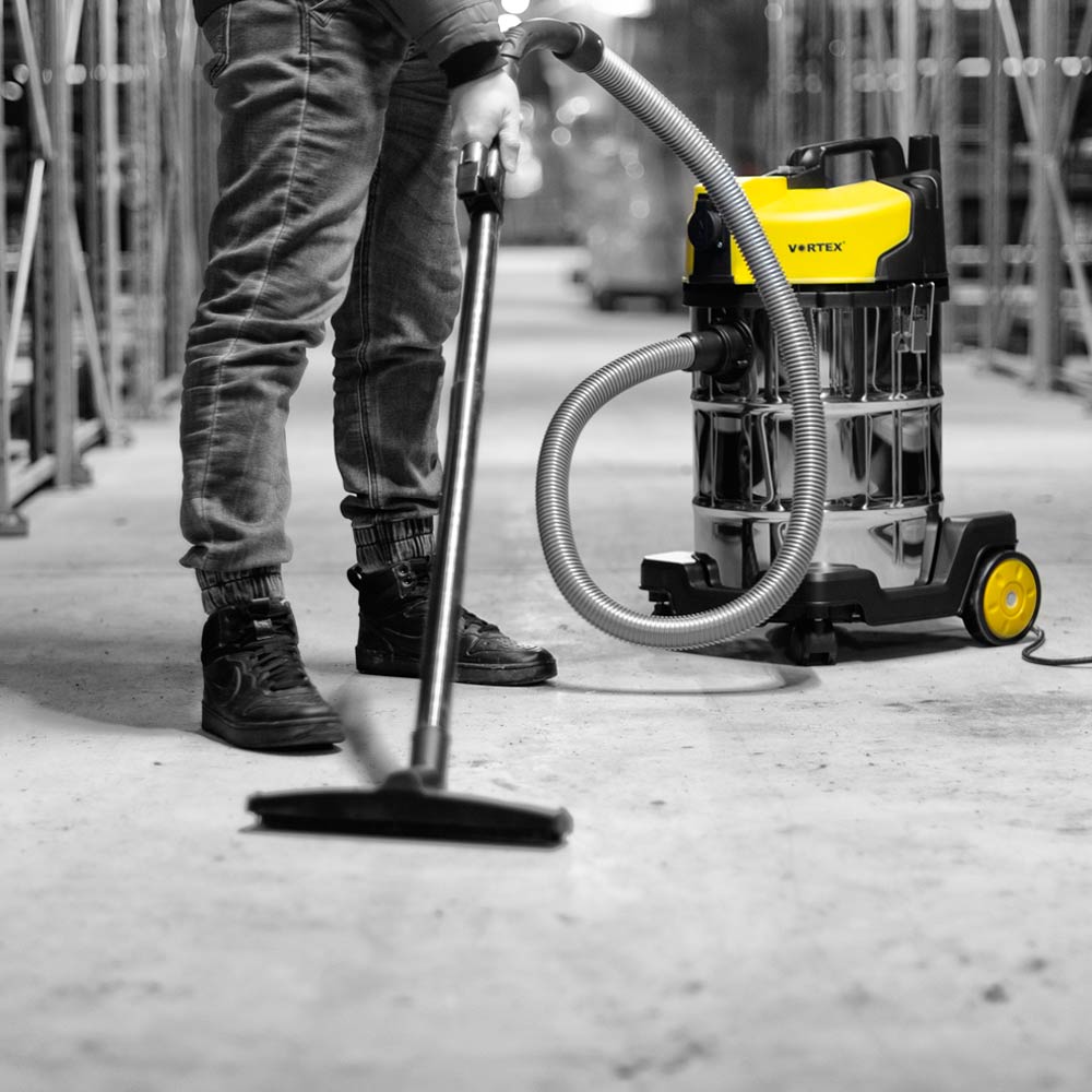 Пылесос Vortex строительный 1400Вт 3.2 м 3 м³/мин 22КПа нержавеющий бак 30 л
