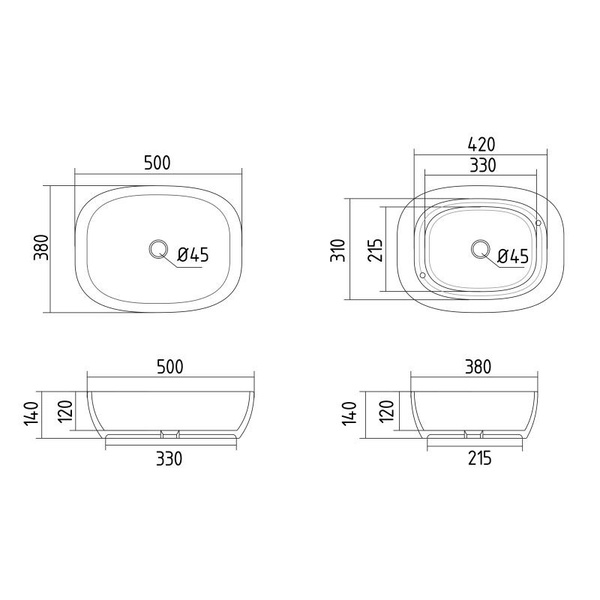 Раковина-чаша Qtap Cardinal 500 х 380 х 140 мм White (QT04116302W)