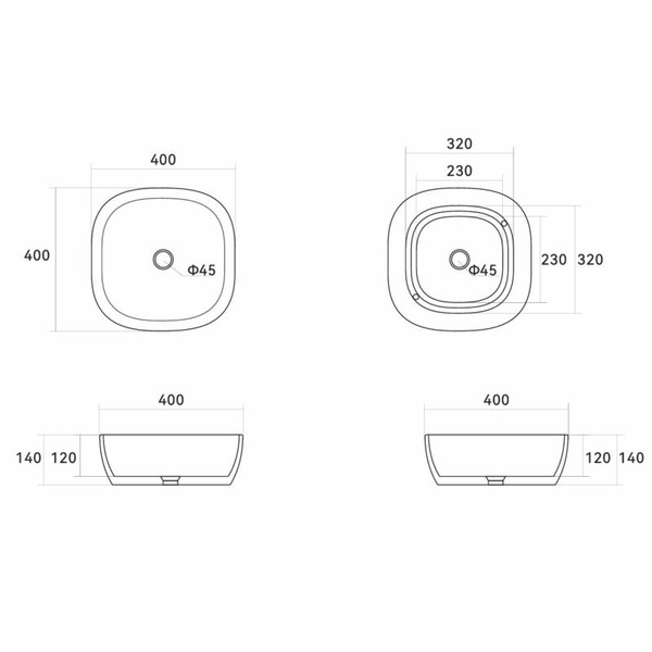 Раковина-чаша Qtap Kolibri 400 х 400 х 140 мм White (QT10116303W)
