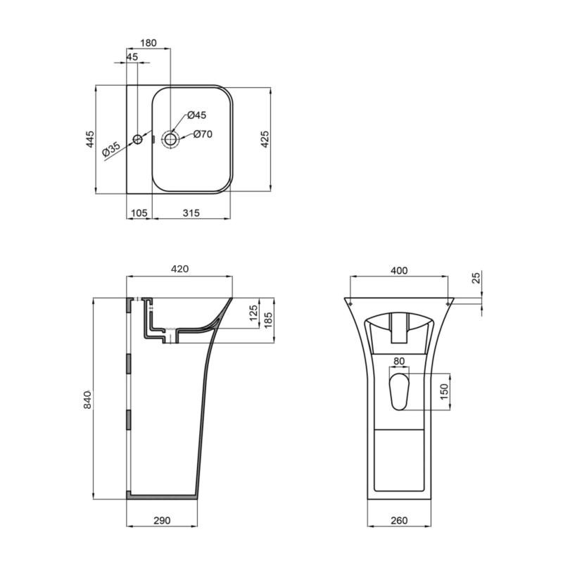 Раковина для підлоги моноблок Qtap Crow 445x420x840 White (QT0511G315WN)