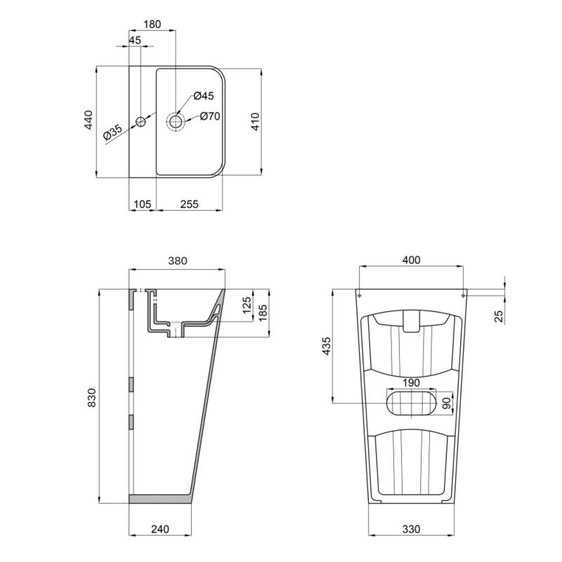Раковина для підлоги моноблок Qtap Tern 440х380х830mm White (QT1711G302WN)