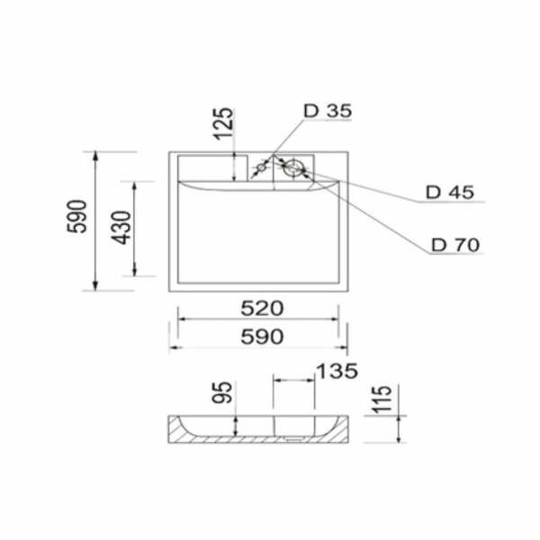 Раковина на пральну машину Qtap Arvin 595 x 595 x 115 мм, White (QTARV2365WHI48575)