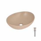 Раковина накладна Qtap Dove 415 x 340 x 140 мм, Beige, овальна, з донним клапаном (QTDOV188SB49784)