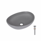 Раковина накладна Qtap Dove 415 x 340 x 140 мм, Stone grey, овальна, з донним клапаном (QTDOV188SG49783)